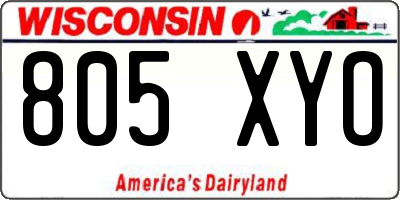 WI license plate 805XYO