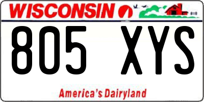 WI license plate 805XYS
