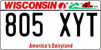 WI license plate 805XYT