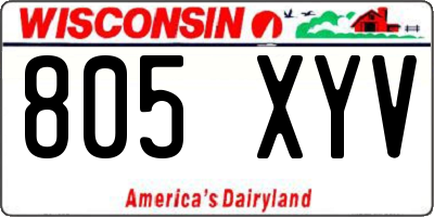 WI license plate 805XYV