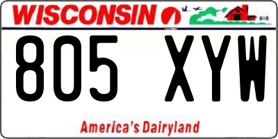 WI license plate 805XYW