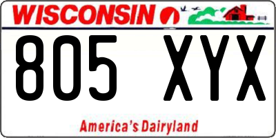 WI license plate 805XYX