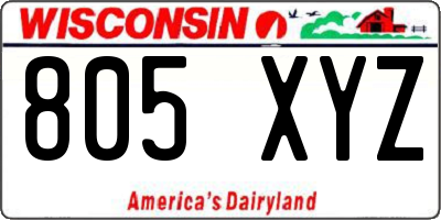 WI license plate 805XYZ