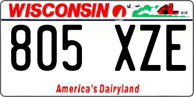 WI license plate 805XZE
