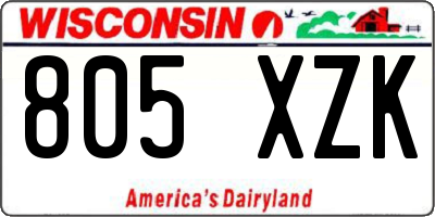 WI license plate 805XZK