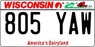 WI license plate 805YAW