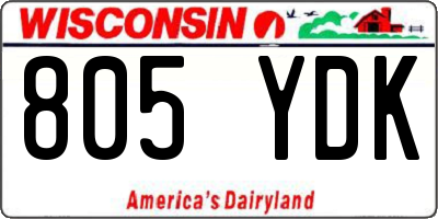 WI license plate 805YDK