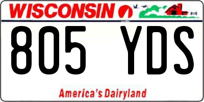 WI license plate 805YDS