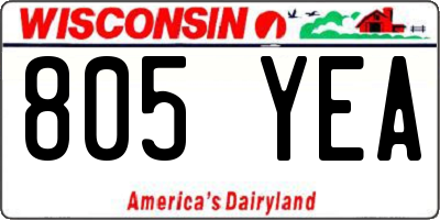 WI license plate 805YEA