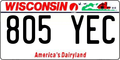 WI license plate 805YEC