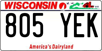 WI license plate 805YEK
