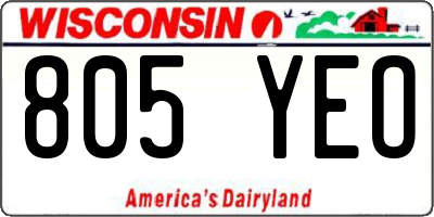 WI license plate 805YEO