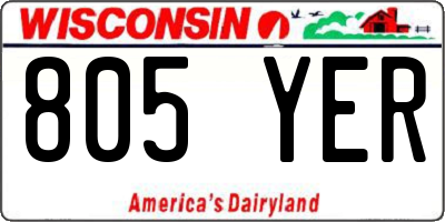 WI license plate 805YER