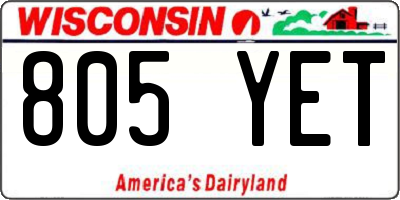 WI license plate 805YET
