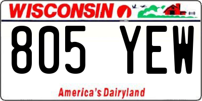 WI license plate 805YEW