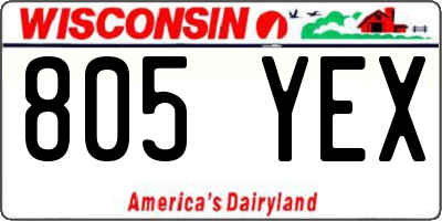 WI license plate 805YEX