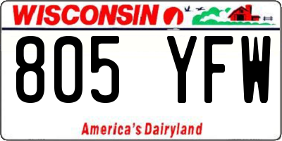 WI license plate 805YFW