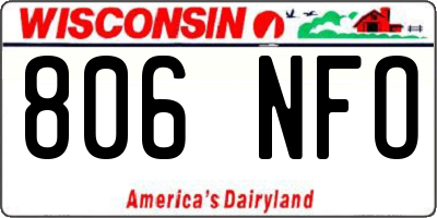 WI license plate 806NFO