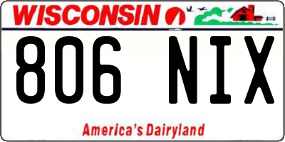 WI license plate 806NIX