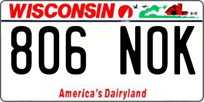 WI license plate 806NOK
