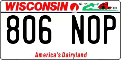 WI license plate 806NOP