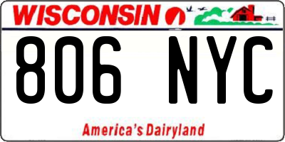WI license plate 806NYC