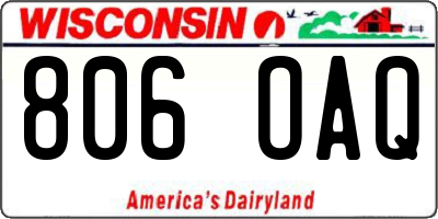 WI license plate 806OAQ