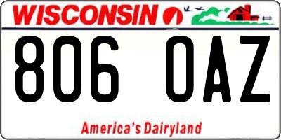 WI license plate 806OAZ
