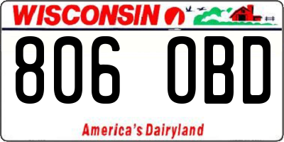 WI license plate 806OBD