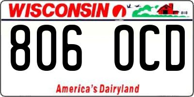 WI license plate 806OCD