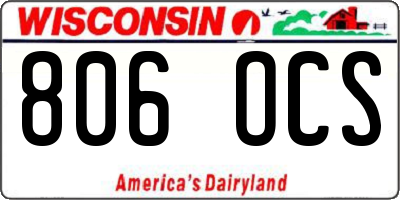 WI license plate 806OCS