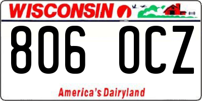 WI license plate 806OCZ
