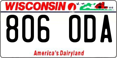 WI license plate 806ODA