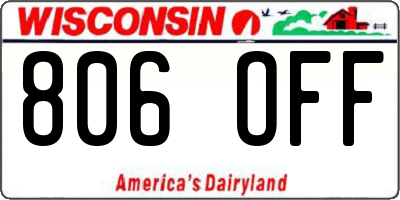 WI license plate 806OFF