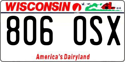 WI license plate 806OSX