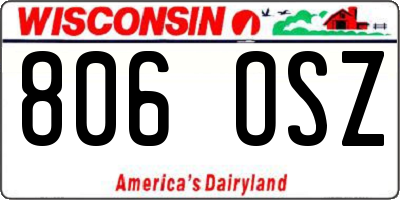 WI license plate 806OSZ