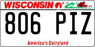 WI license plate 806PIZ