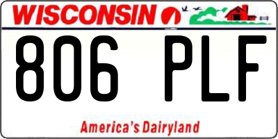 WI license plate 806PLF
