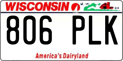 WI license plate 806PLK