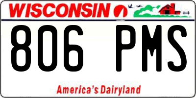 WI license plate 806PMS