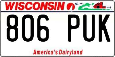 WI license plate 806PUK
