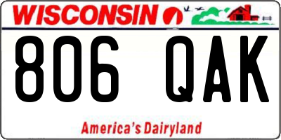 WI license plate 806QAK