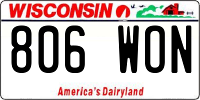 WI license plate 806WON