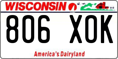 WI license plate 806XOK
