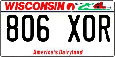 WI license plate 806XOR