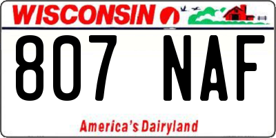 WI license plate 807NAF