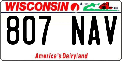 WI license plate 807NAV