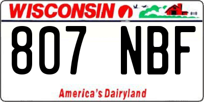 WI license plate 807NBF