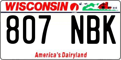 WI license plate 807NBK
