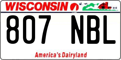 WI license plate 807NBL